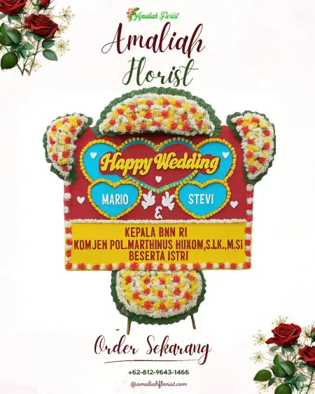 Papan Bunga Pernikahan Perdana